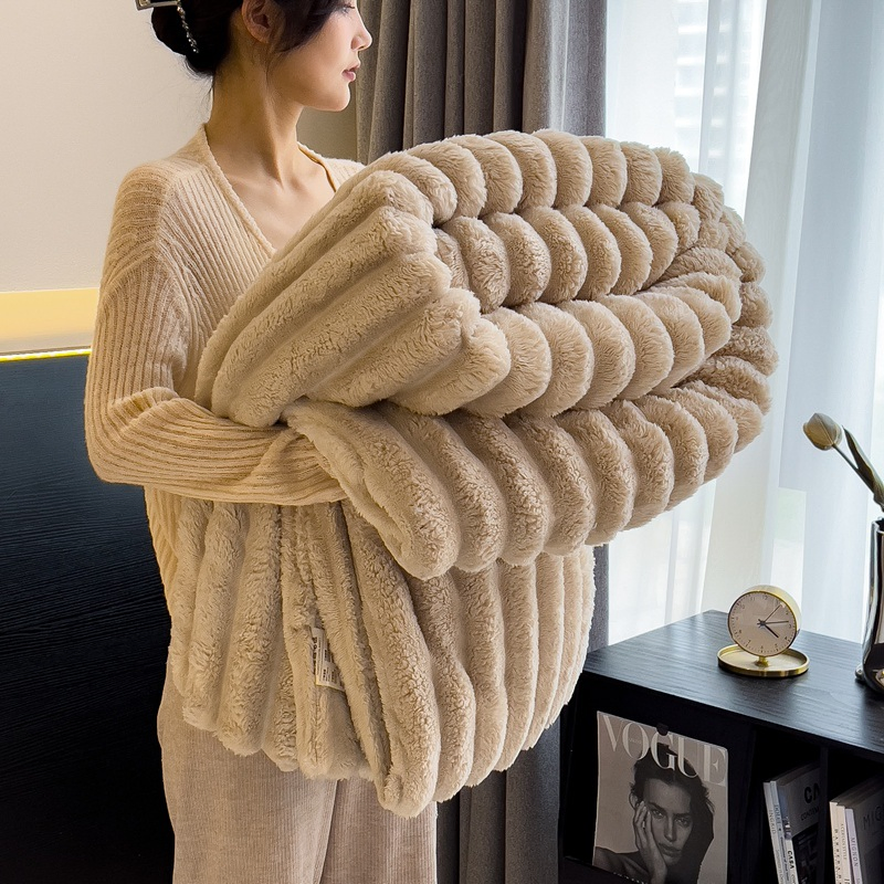 Cobertor de Pelúcia Falsa para Sofá e Cobertor Fuzzy Plush Espesso com Bolhas