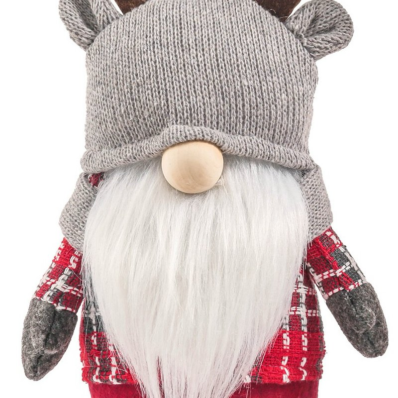 Brinquedos Ornamentais de Crianças Sem Rosto de Moose Tricotado Exclusivo, Bonecos Anões de Natal com Chifres em Xadrez