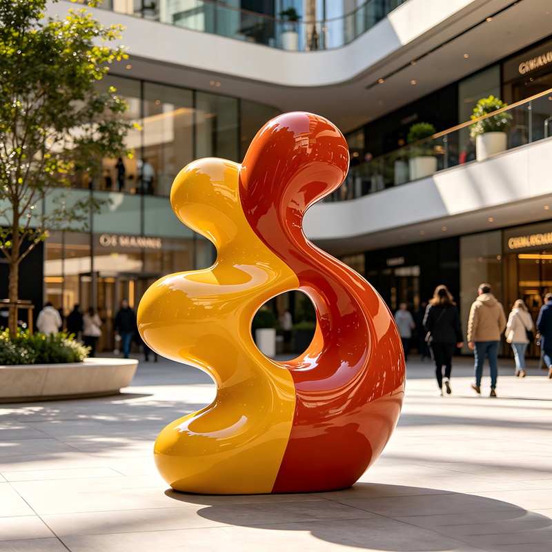 Escultura de Fibra de Vidro Irregular com Quatro Tons Contrastantes, Escultura de Paisagem Suave para Praças de Supermercados Europeus e Americanos