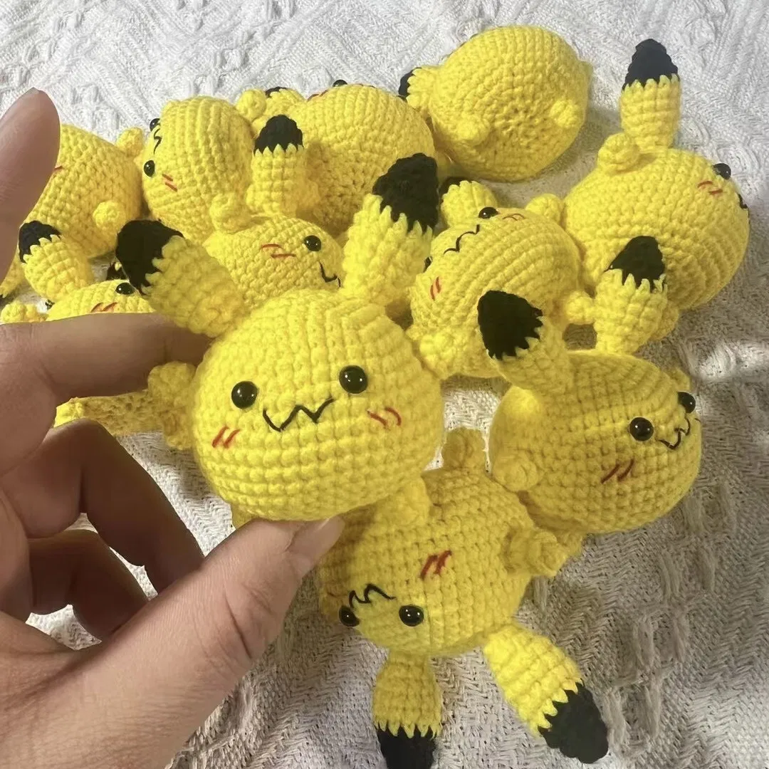 em Estoque Frete Grátis Brinquedo de Crochê Animal 100% Boneca Feita à Mão Chaveiro Tricotado