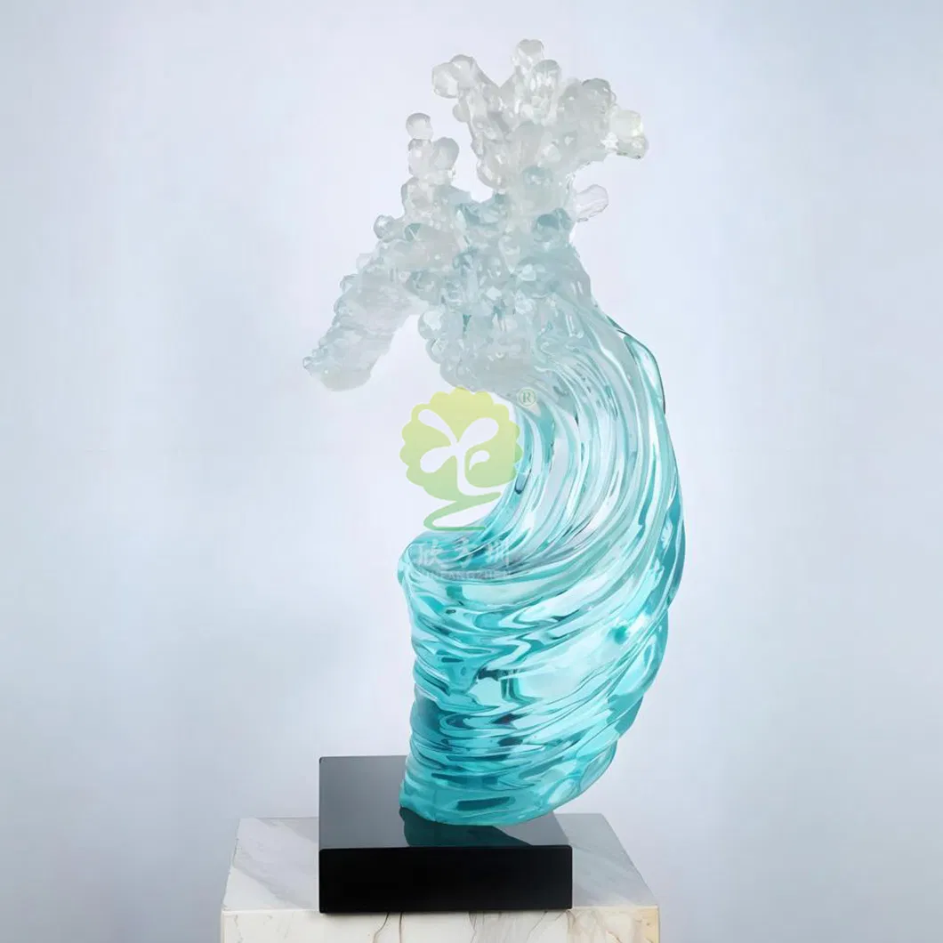 Itens decorativos de arte de luxo moderno, mobiliário suave de resina transparente, esculturas abstratas