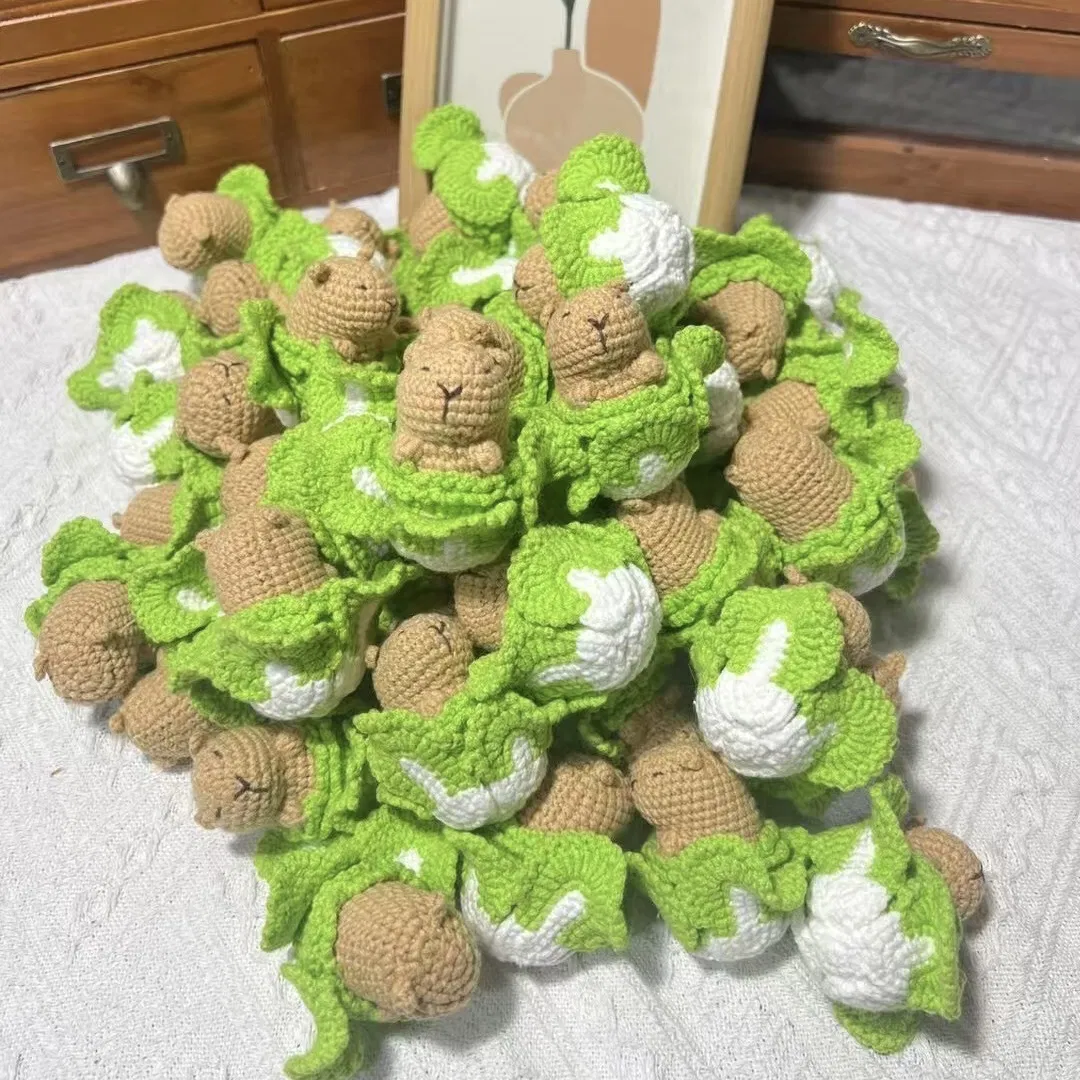 em Estoque Frete Grátis Brinquedo de Crochê Animal 100% Boneca Feita à Mão Chaveiro Tricotado