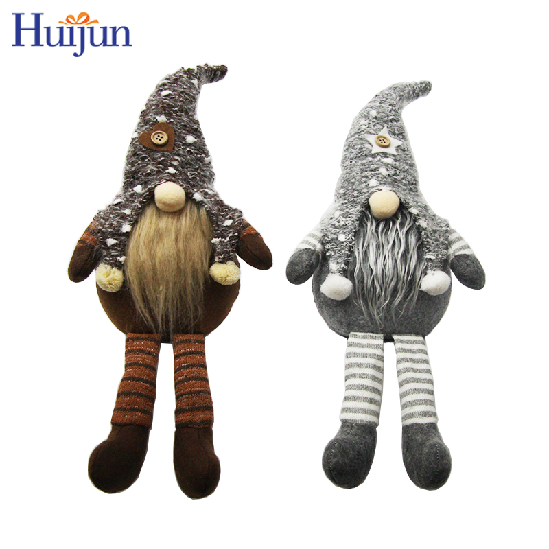 Estilo Nórdico 18" Gnomos de Malha Marrom Cinza Sem Rosto para Decoração de Natal Alegre