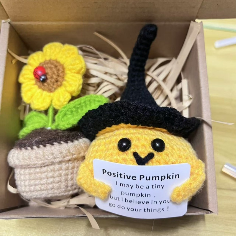 Brindes de bonecas de crochê com afirmações positivas, brinquedos de pelúcia para lojas de varejo