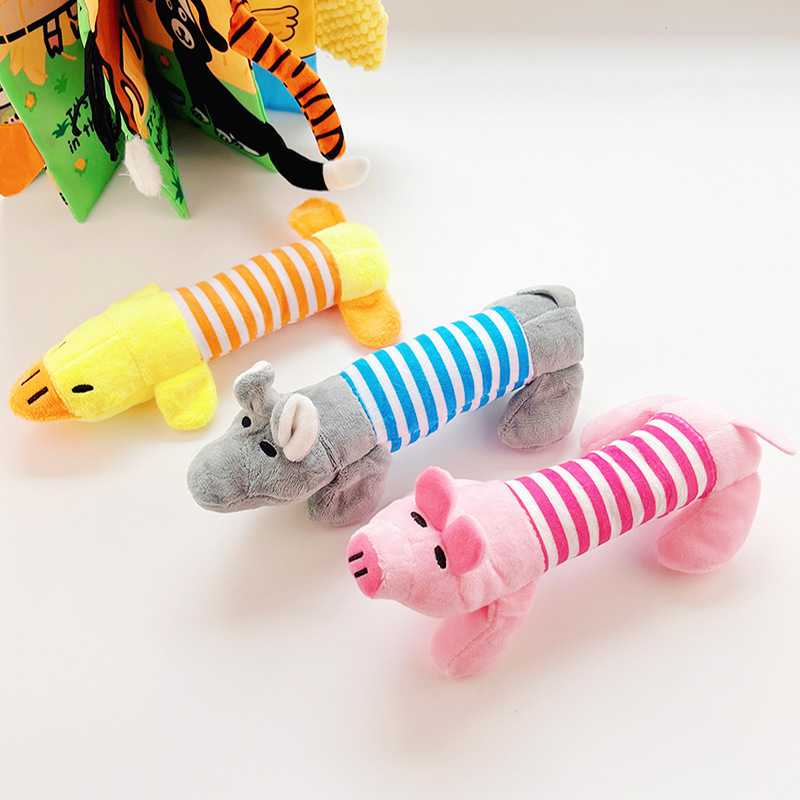 Brinquedos de Pelúcia Bordados de Pato e Porquinho com Squeaker para Animais de Estimação, Resistentes a Mordidas, Alívio do Estresse, Brinquedos Interativos para Mastigar, Suprimentos Fofos para Cães e Gatos