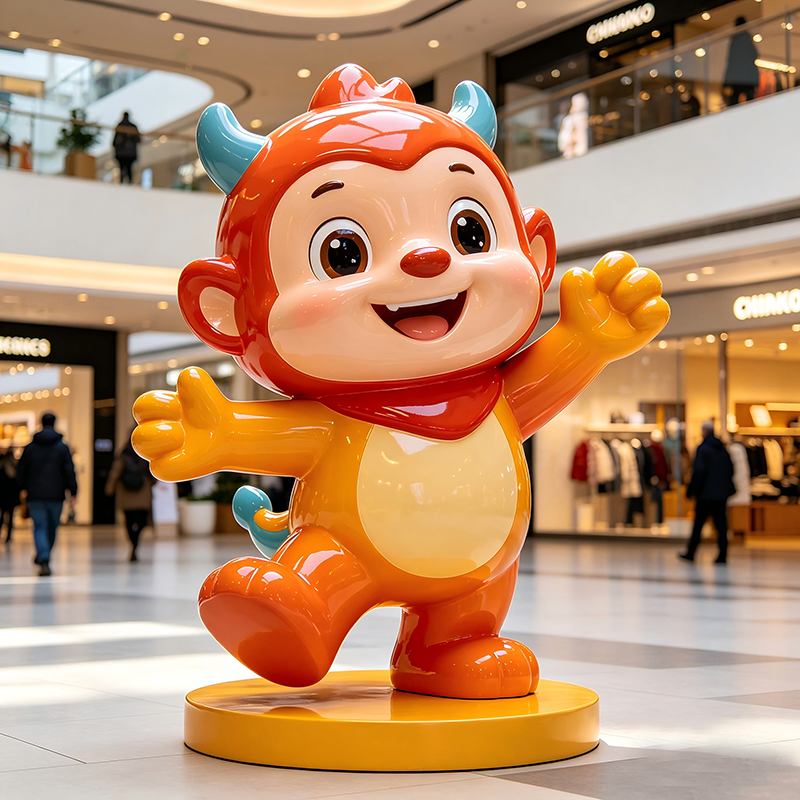 Escultura de Ornamento Freestanding de FRP de Bebê Cartoon Fofo, Escultura de Ponto Viral para Janela de Shopping e Decoração de Atriun com Roupa Macia