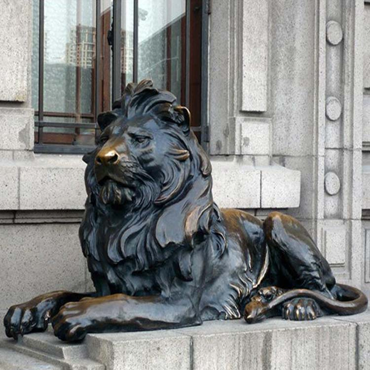 Estátua Escultural de Leão em Bronze de Tamanho Real para Decoração ao Ar Livre