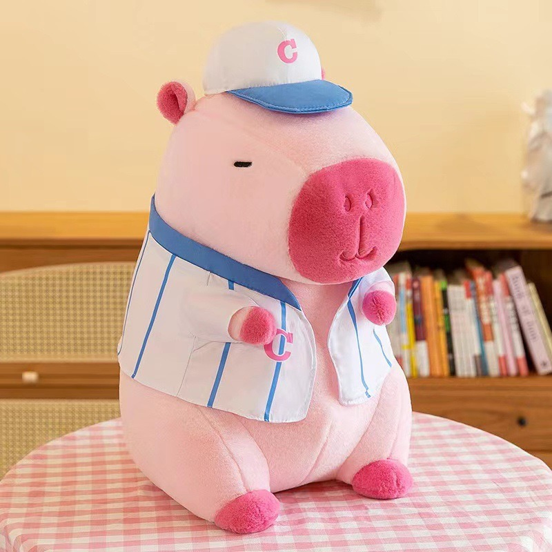 Trendy Pink Capybara Plush Pillow: Boneco de pelúcia fofo para um descanso confortável