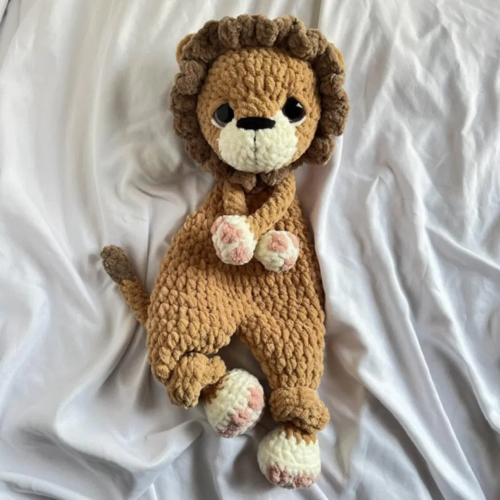 Bonecas de Amigurumi de Crochê Feitas à Mão, Toy de Segurança de Leão Bebê com Braços Longos de Veludo Chunky e Boneca de Personagem de Cartoon Princesa Sereia de Algodão, Presente para Chá de Bebê