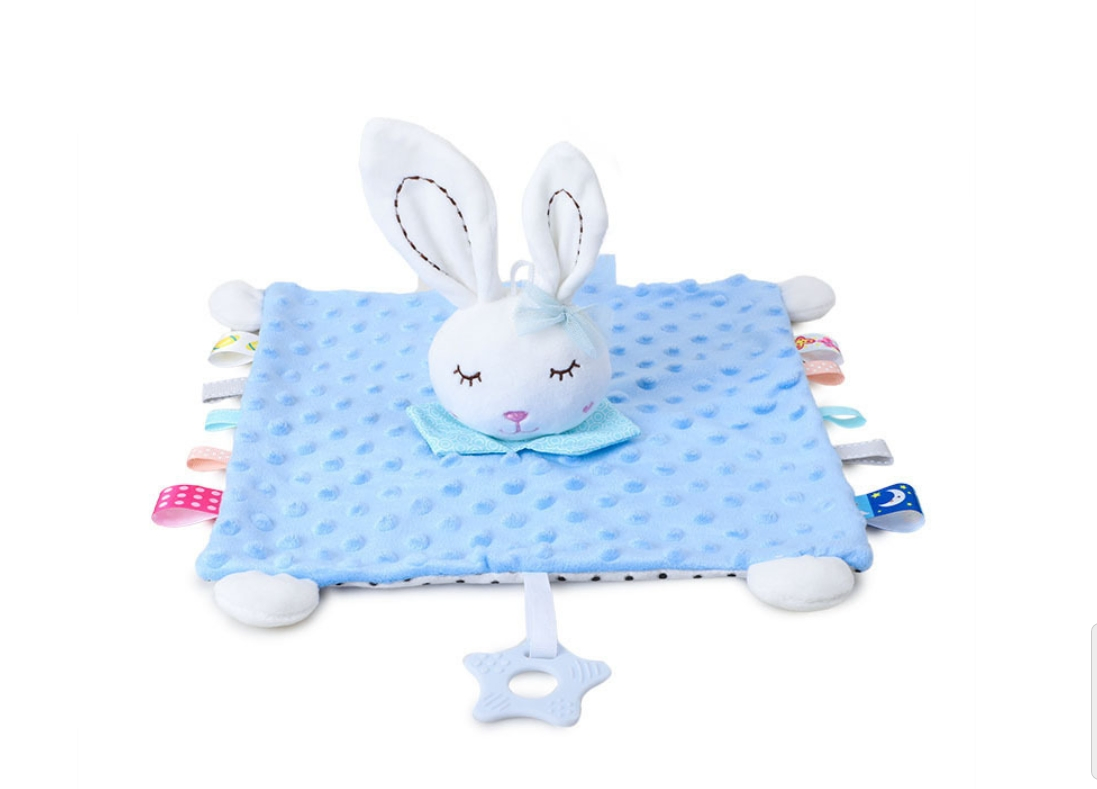 Cobertor de Segurança Personalizado para Bebê em Algodão Orgânico Muslin, Brinquedo Confortável, Cobertor de Coelho Macio para Presente de Recém-Nascido