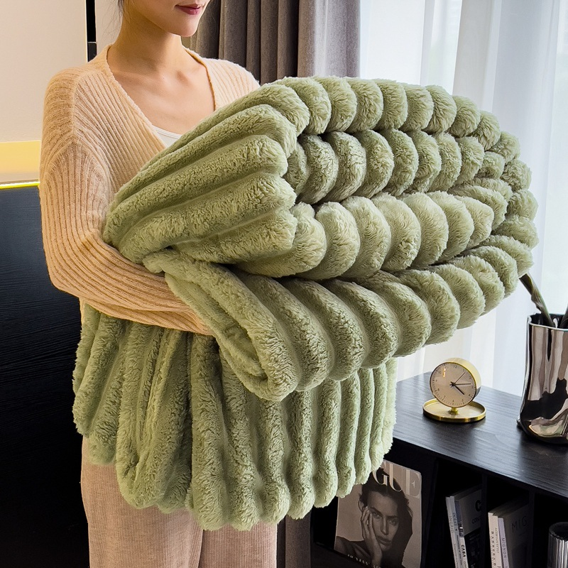 Cobertor de Pelúcia Falsa para Sofá e Cobertor Fuzzy Plush Espesso com Bolhas