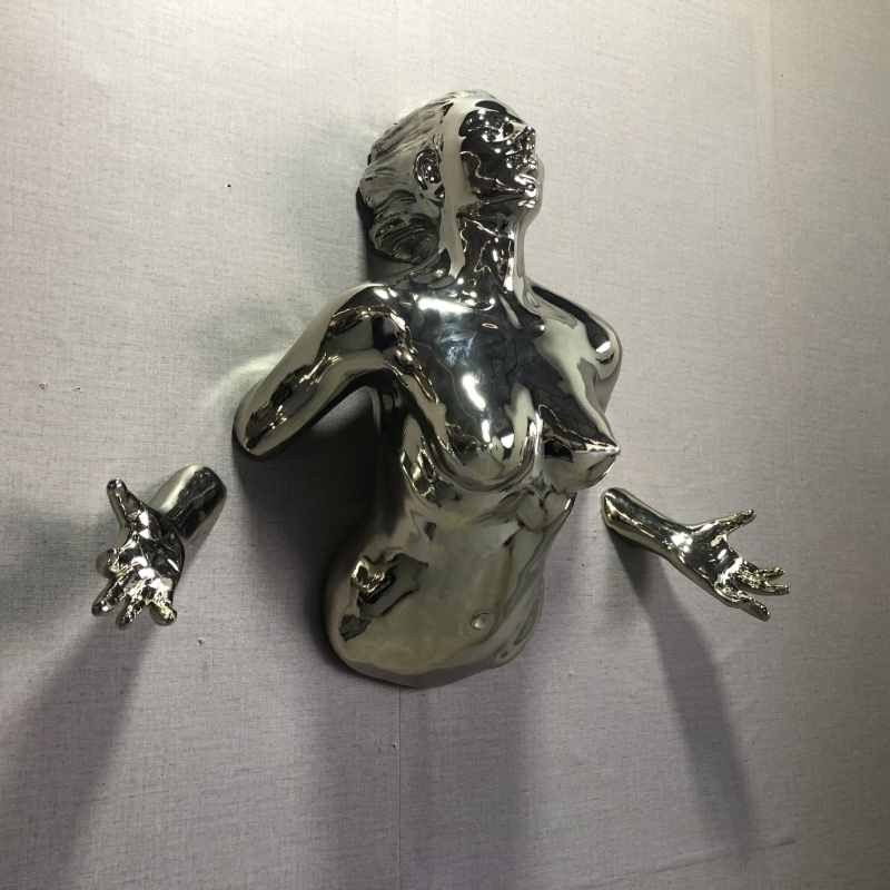 Espelho 3D Escultura de Parede Moderna do Corpo Humano em Aço Inoxidável