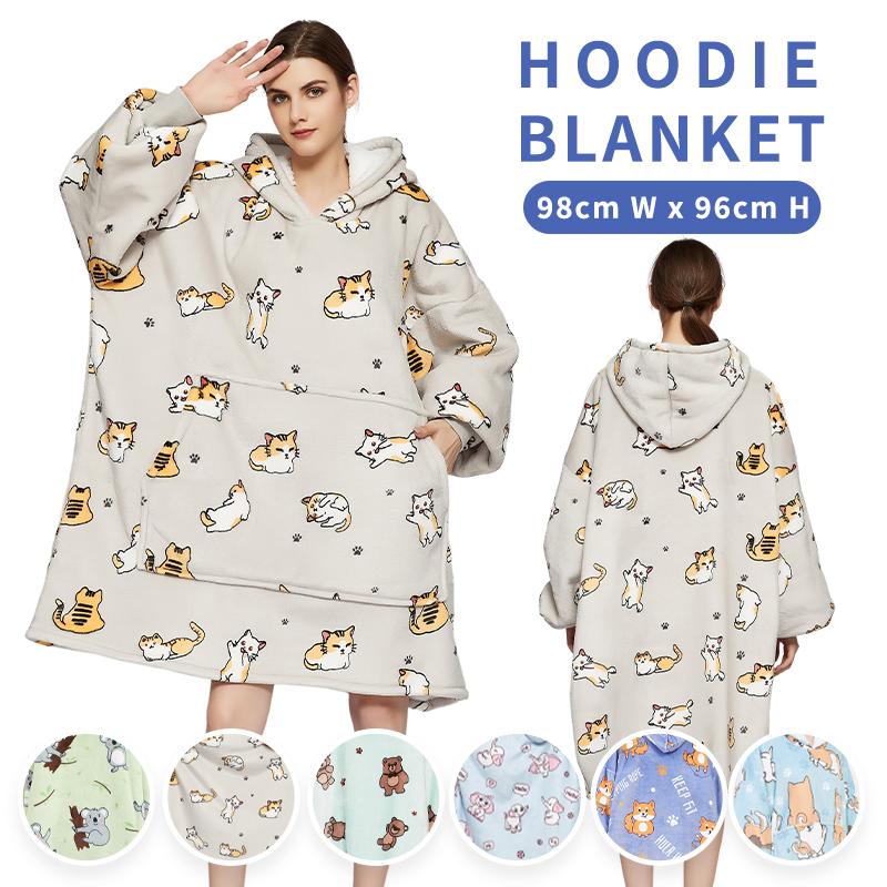 Cobertor com Capuz Oversize de Sherpa Vendido em Alta, Cobertor de Fleece Plush para Adulto