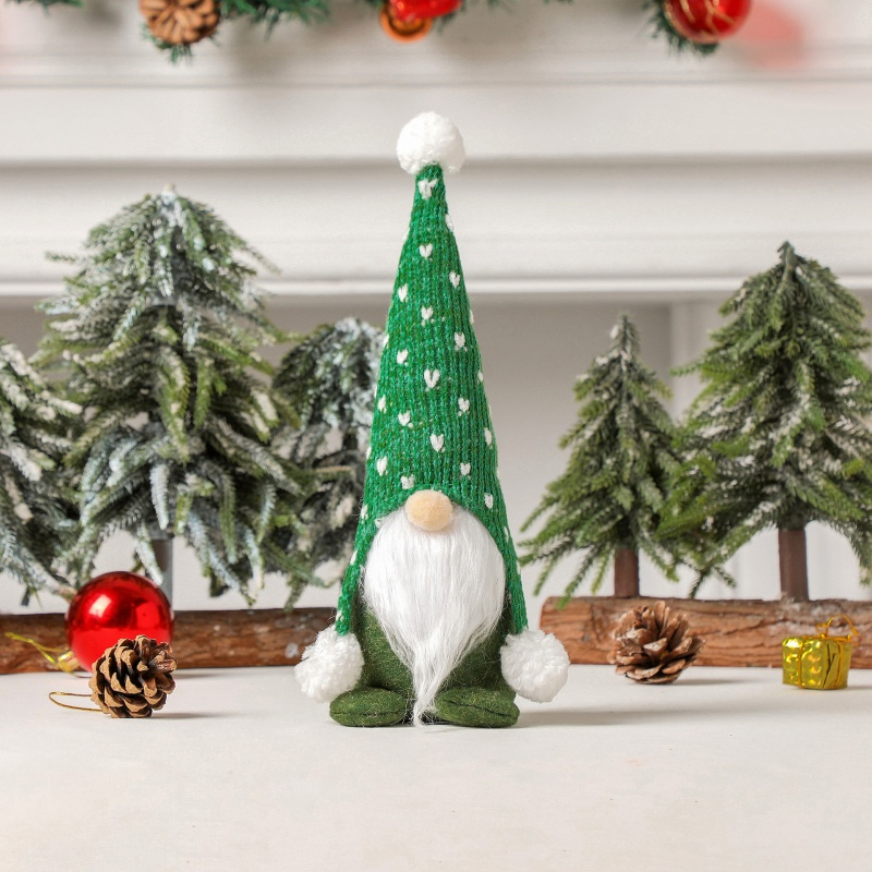 Boneco Sentado de Chapéu Tricotado de Homem da Floresta de Natal com Barba Branca e Sem Rosto