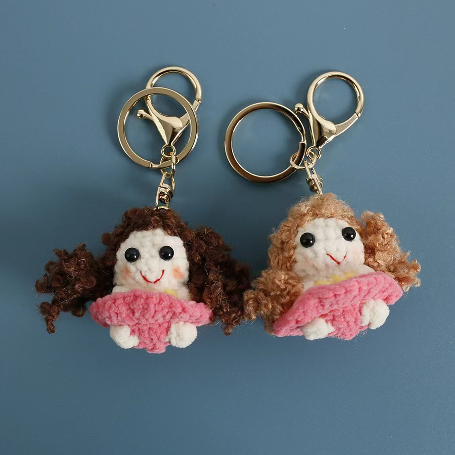 Atacado em Estoque Mini Boneca de Crochê Pequeno Chaveiro Boneca Tricotada para Ornamento de Bolsa