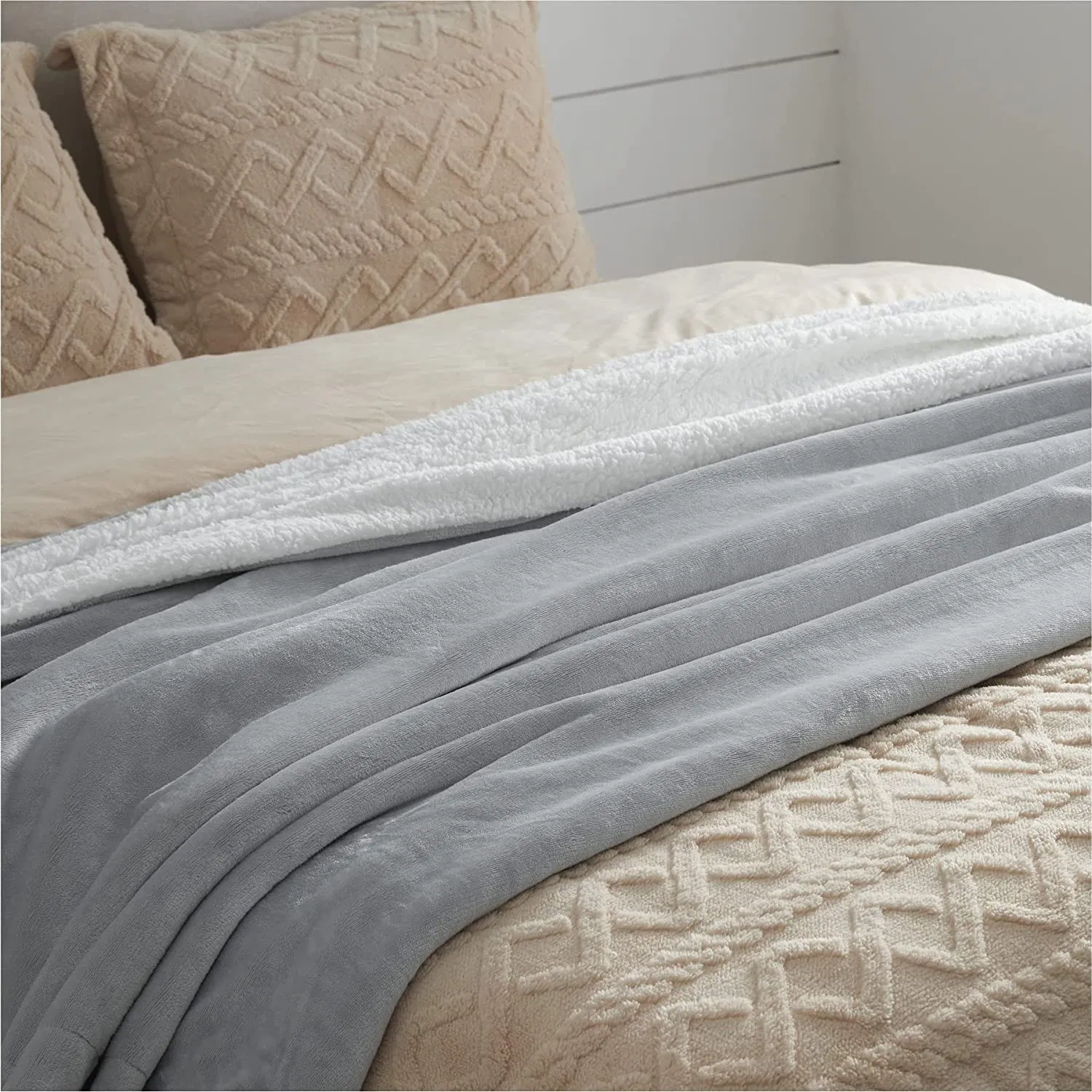 Cobertor de Sherpa de Luxo Moderno e Macio, Quente e Confortável, em Flanela de Fleece, Personalizado em Cor e Tamanho para Cama