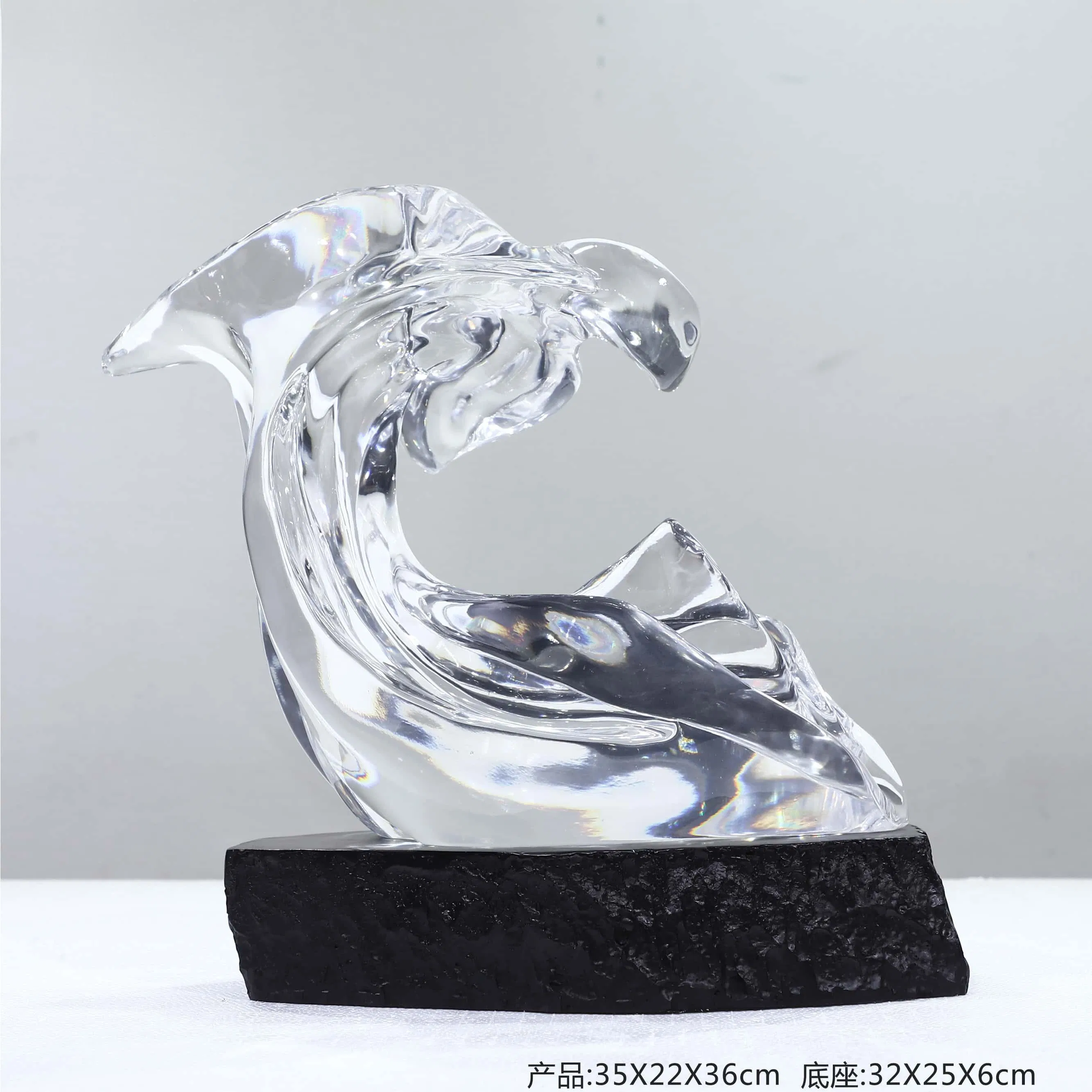 Resina de Cristal Transparente de Platina Pedra Decoração de Escultura Macia para Hotel