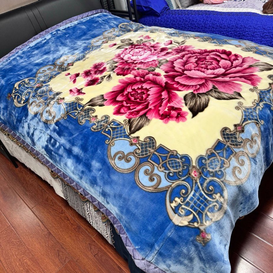Cobertor de Luxo Rainha Tamanho King Pesado Plush Fleece Jacquard 2 Ply Quente Azul Flanela Raschel Mink Cobertor Pesado Espanha para o Inverno