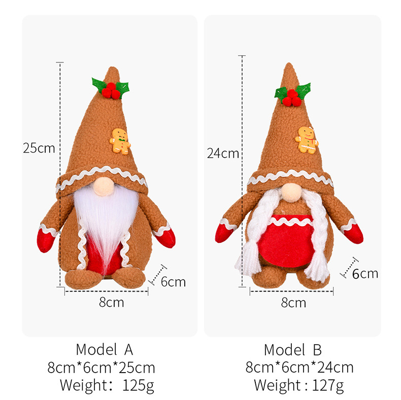 Decorações de Natal Novas Ornamentos Khaki Homem de Gengibre Chapéu Pontudo Tricotado Boneco Rudolph