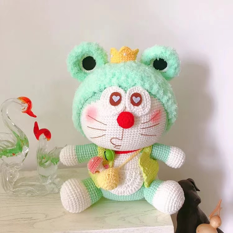 100% Brinquedos de Crochê de Algodão Amigurumi, Brinquedos Grandes de Crochê Doraemon para Meninas, Bebês