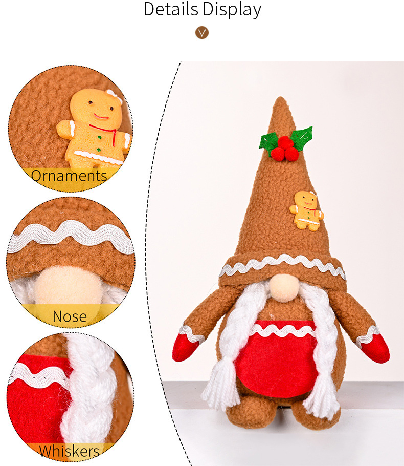 Decorações de Natal Novas Ornamentos Khaki Homem de Gengibre Chapéu Pontudo Tricotado Boneco Rudolph