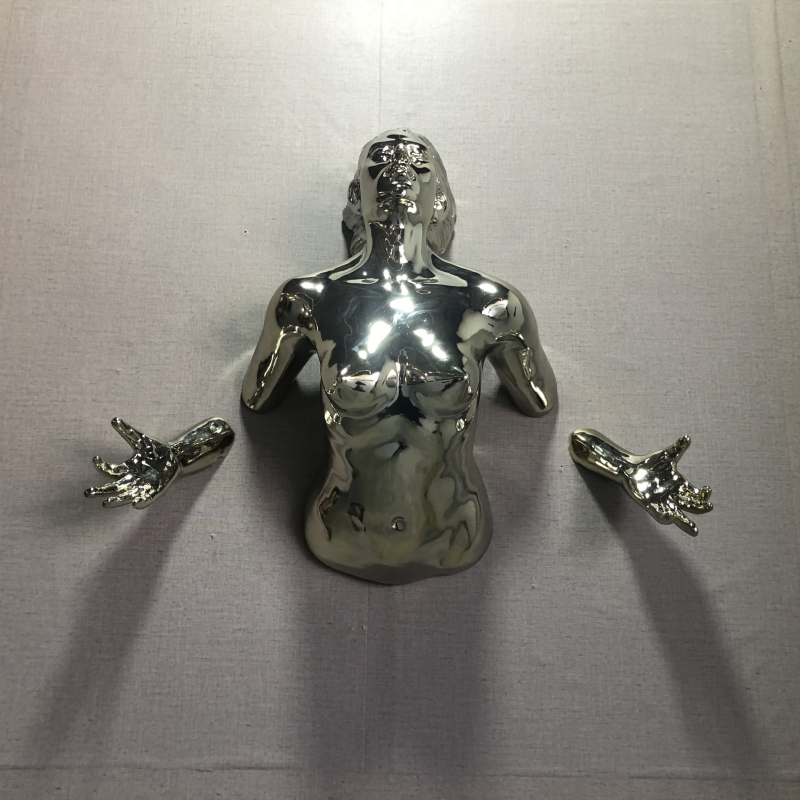 Espelho 3D Escultura de Parede Moderna do Corpo Humano em Aço Inoxidável