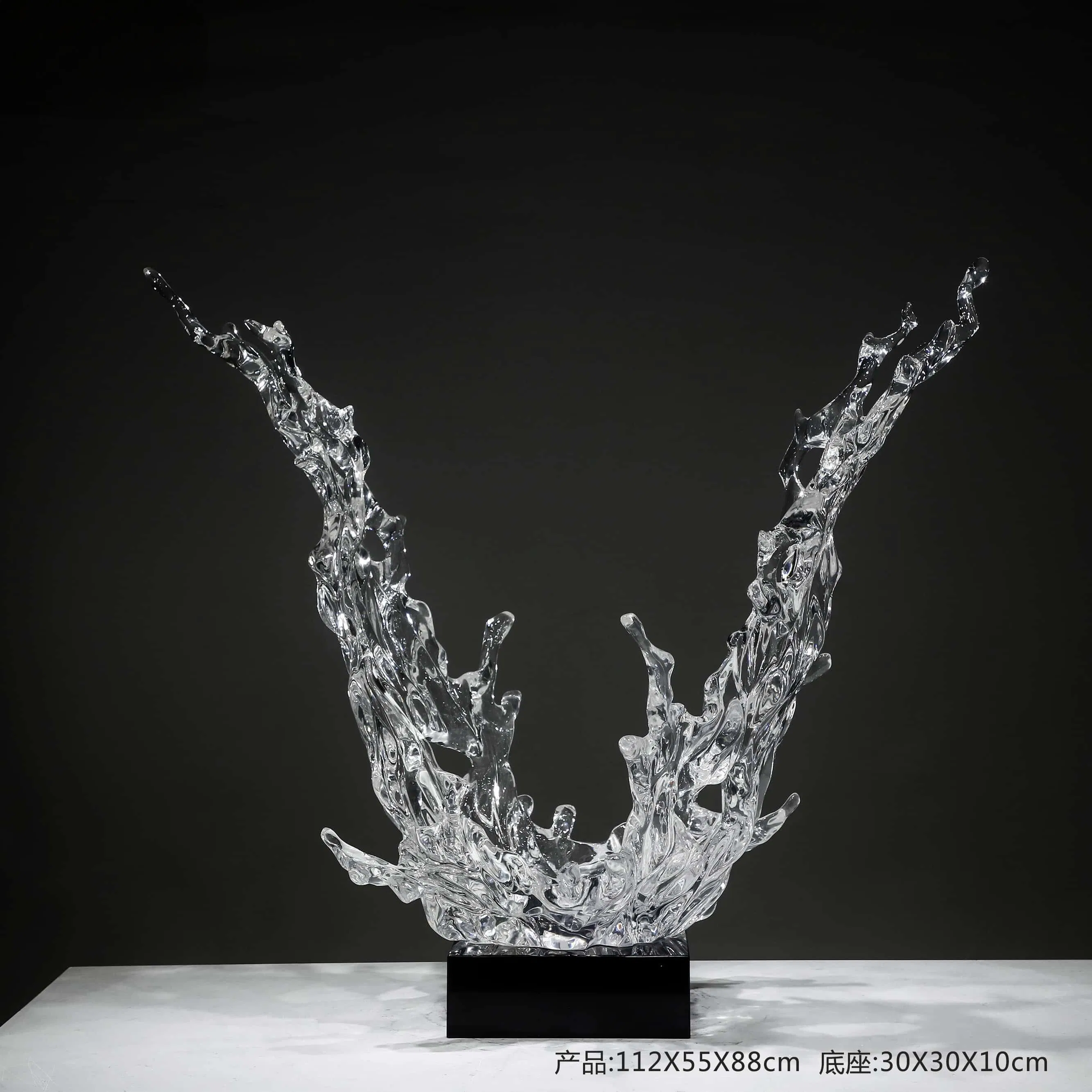 Resina de Cristal Transparente de Platina Pedra Decoração de Escultura Macia para Hotel