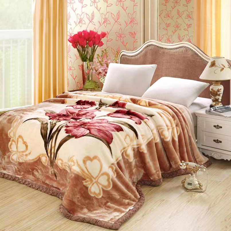 Cobertor de Raschel Plush Pesado - Cobertores de Mink Coreano - Fleece Impresso Silky Soft 2 Ply