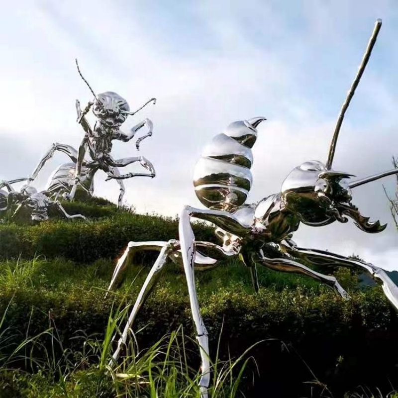 Estátua de Animal de Metal para Praça ao Ar Livre Escultura de Formiga em Aço Inoxidável