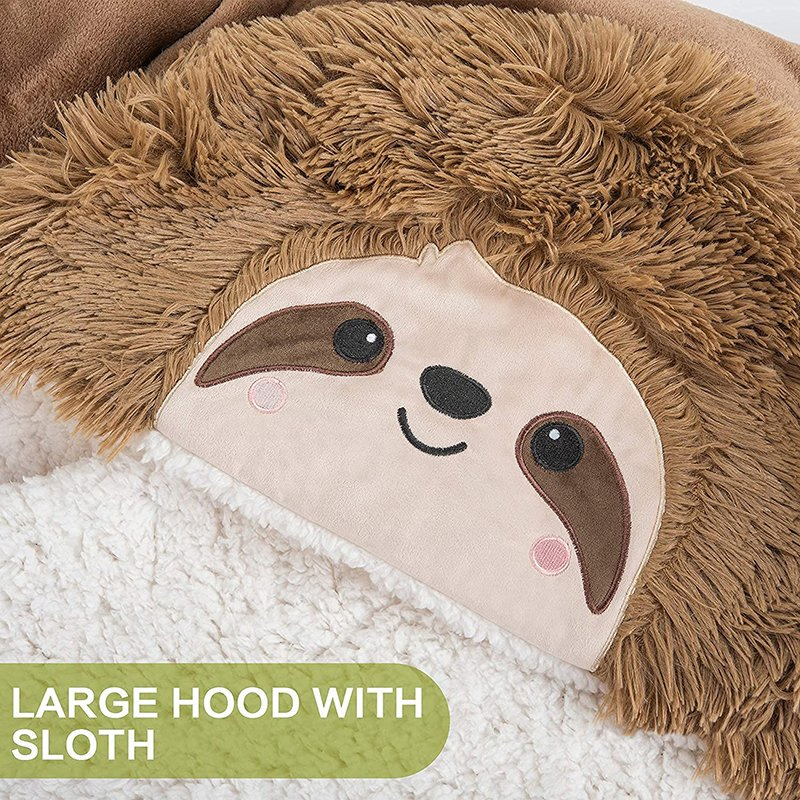 Manta com Capuz para Adultos Sloth Super Macia Quente Confortável Plush Flanela Forro de Sherpa Capa Envolvente