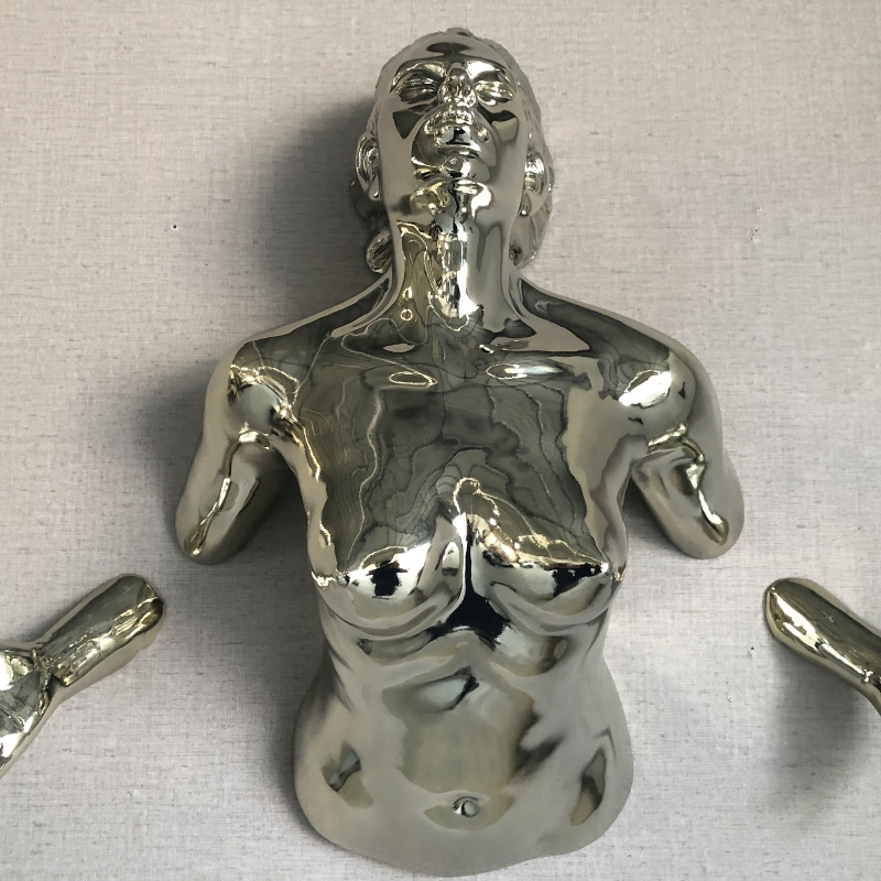 Espelho 3D Escultura de Parede Moderna do Corpo Humano em Aço Inoxidável