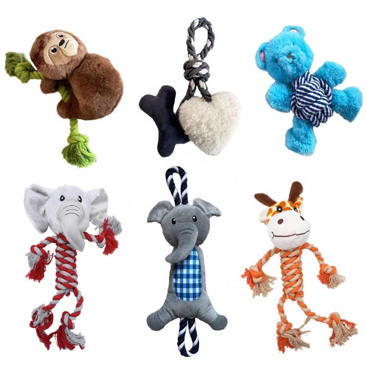 Brinquedo Interativo para Cães com Corda Squeaky Brinquedo de Pelúcia para Cães
