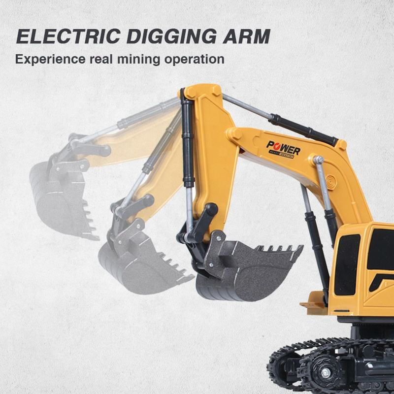 Samtoy 1: 24 Scale 6CH Metal 360 Rotation Toy Construction Vehicles Radio Control RC Excavator Remote Control Trucks with Light