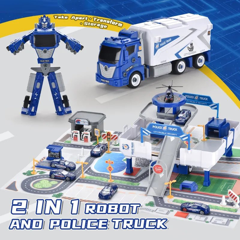 Wholesale DIY Children Vrhicle Toys Kis Cool Car Creatively Disassembly Assembly Deformation Robot Storage Set Shifter Truck
