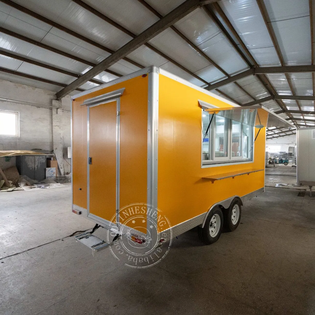 Customized Square Food Truck, Equipped with Kitchen Facilities, for Indoor and Outdoor Food Operations, Including Ice Cream, Snacks, Pizza