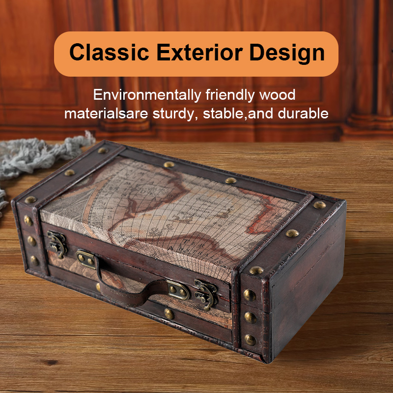 Vintage Wooden Hand Case Antique Portable Gift Box Multi Storage Box Jewelry Case Diamond Stone Keepsake Treasure Chest