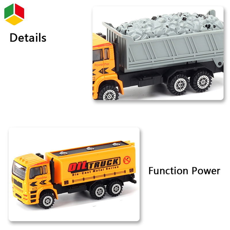 QS Toys Pull Back Functions Metal Construction Toys Diecast Set Kids Alloy Building Truck Set Diecast 1: 50 Scale Engineer Car Toys