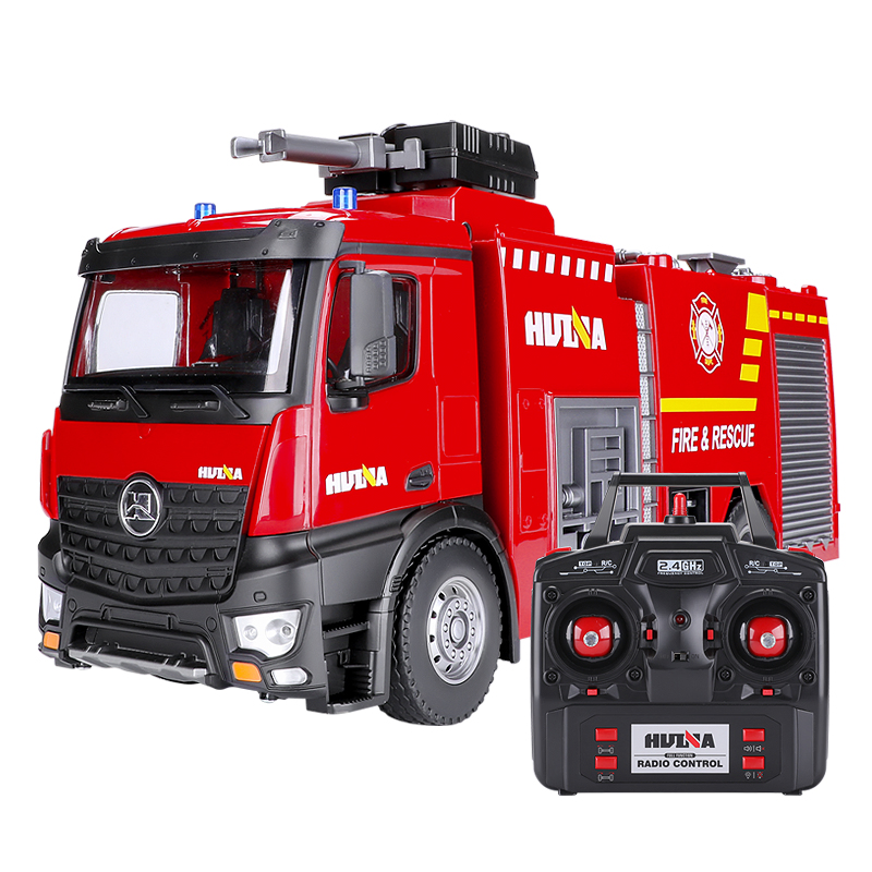 QS Toys Wholesale RC Fire Truck Shoot Water Car 1: 14 Scale Car 2.4GHz 22 Channel for Kids Gifts Collect Luxury Half Diecast Alloy Metal Toys