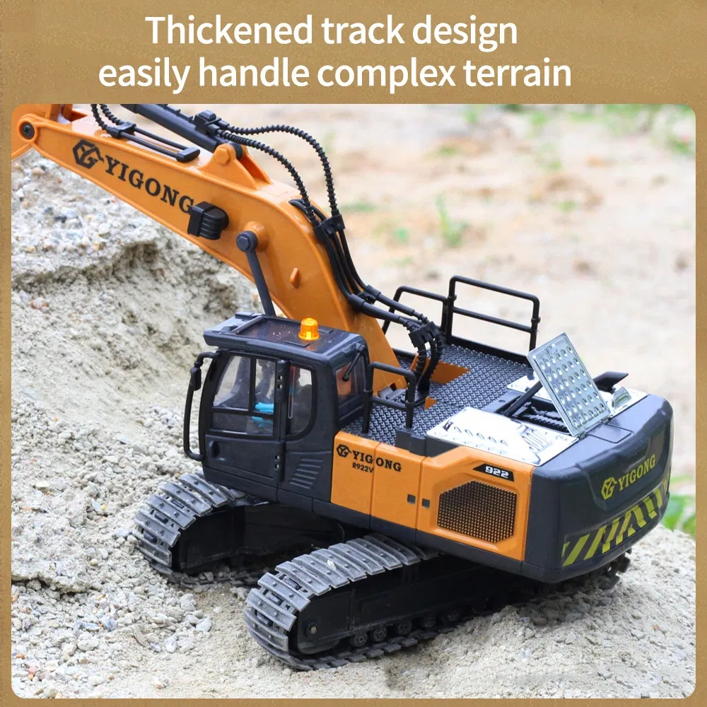 AiJH 11 Channel Metal RC Excavator Bc1060 1: 20 RC Excavator Model 2.4G Engineering with Lights Sounds RC Truck Toys