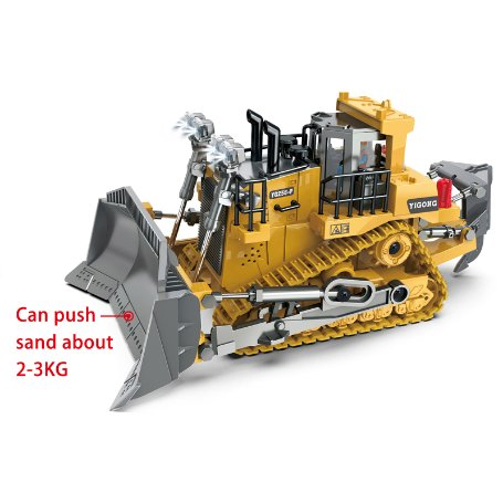 2.4GHz 9 Channels RC Bulldozer Truck Toys Metal Plastic Two Versions Remote Control Engineer Vehicle Trucks with Light and Sound Emulational RC Truck Toys