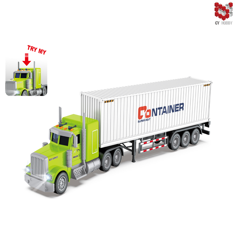 Inertial Small American Container Truck with Sound and Light Model Toys Children Toy for Kids Gift Educational Toy