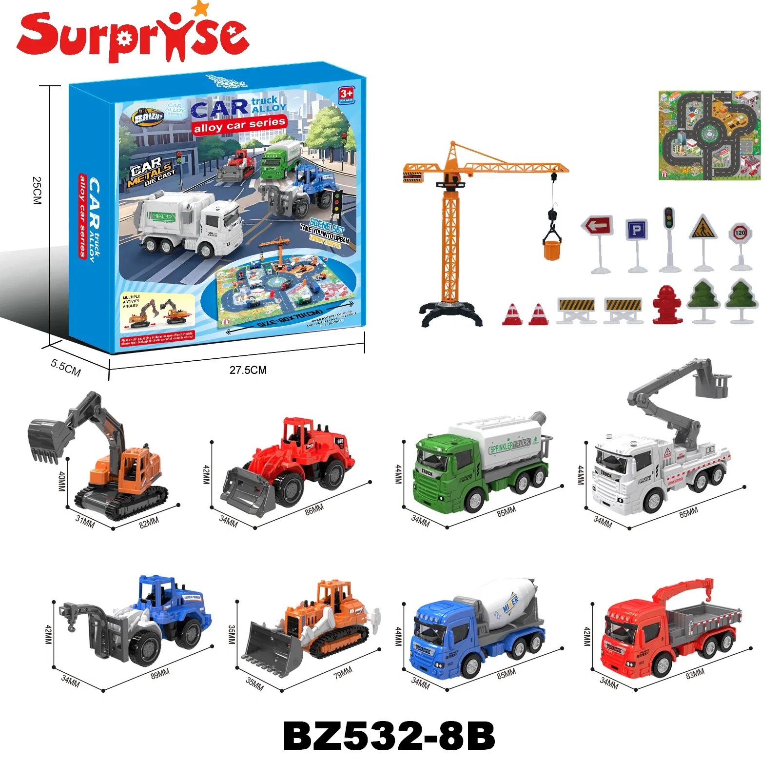 1: 64 Construction Truck Series Engineering Truck Alloy Metal Die Cast Car Toys