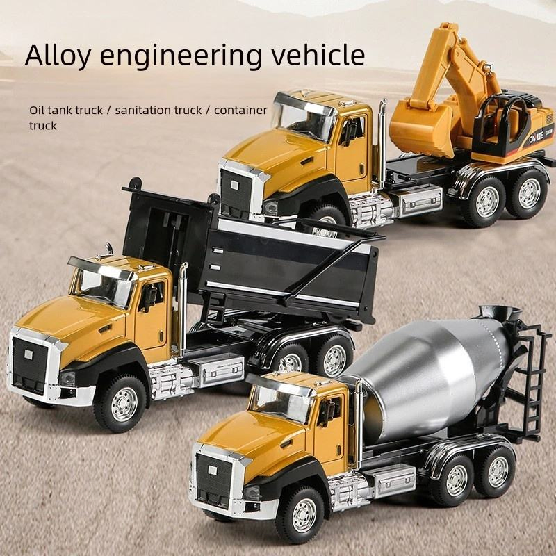 Custom Logo Avertising Metal Alloy Pull Back Mixing Truck Hook Locomotive American Dump Truck Van Diecast Model Toy Car OEM ODM