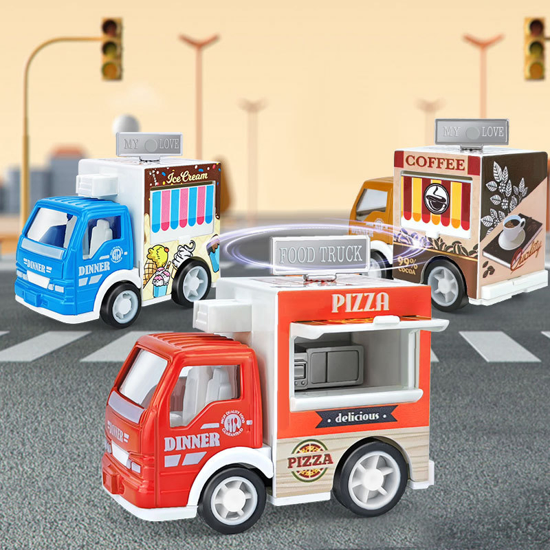 1: 64 Die Cast Pull Back Food Truck Mini Metal Toy Truck