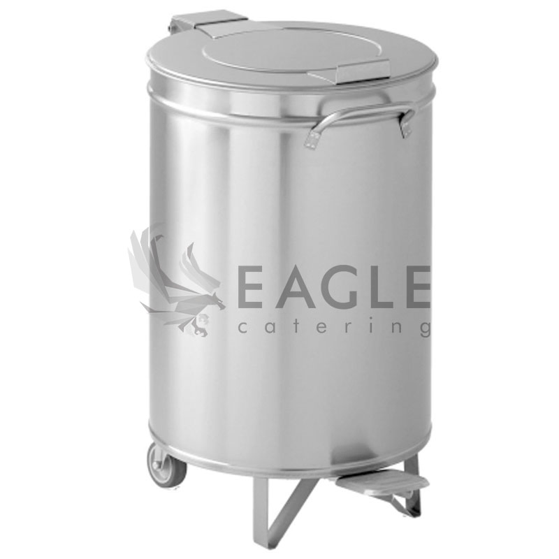 Trash Can Outdoor Indoor Garbage Enclosure with Lid Open Top Inside Cabinet Stainless Steel Industrial Waste Container, Silver