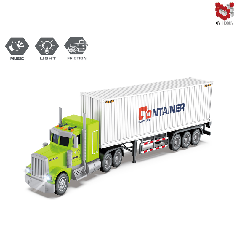 Inertial Small American Container Truck with Sound and Light Model Toys Children Toy for Kids Gift Educational Toy