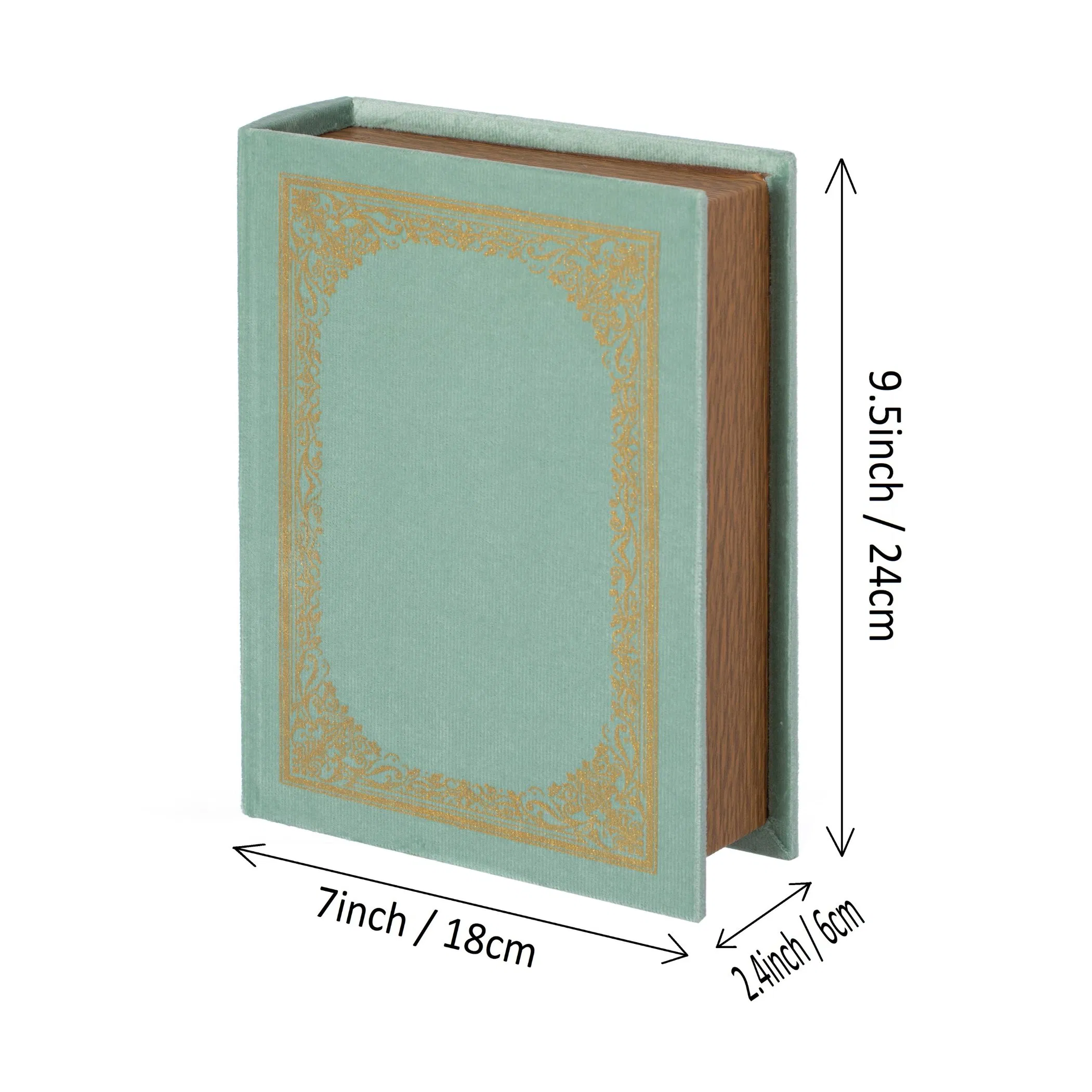Luxury Decorative Wooden Small Vintage Gift Book Shaped Velvet Trinket Jewelry Packing Storage Box - Green Wooden Box Wholesale Manufacturers