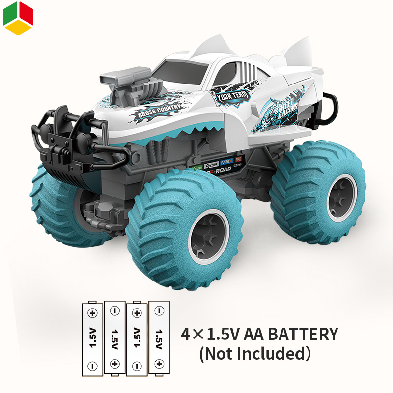 QS Toys Amazon Hot Sales Wholesale Assemble DIY Remote Control Car 1: 16 2.4GHz Big Wheel off-Road Truck for Boys Crash Car Battle Shark Radio Control Toys