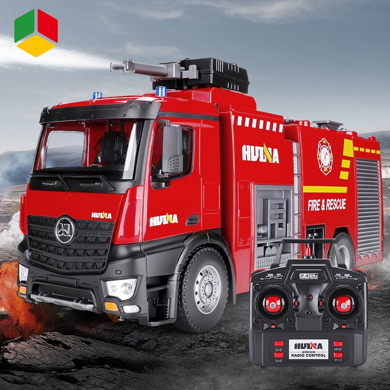 QS Toys Wholesale RC Fire Truck Shoot Water Car 1: 14 Scale Car 2.4GHz 22 Channel for Kids Gifts Collect Luxury Half Diecast Alloy Metal Toys