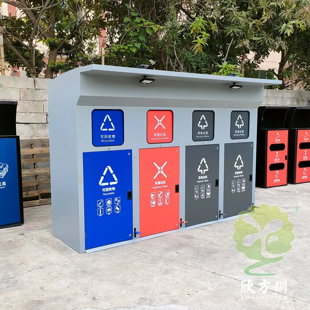 Outdoor Large-Capacity Sealed Solar Metal Classified Garbage Bin Garbage Room